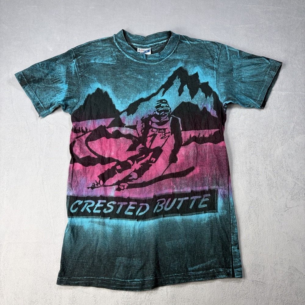 Vintage Crested Butte Hanes Ski Shirt Adult Size Medium Single Stitch USA Made.